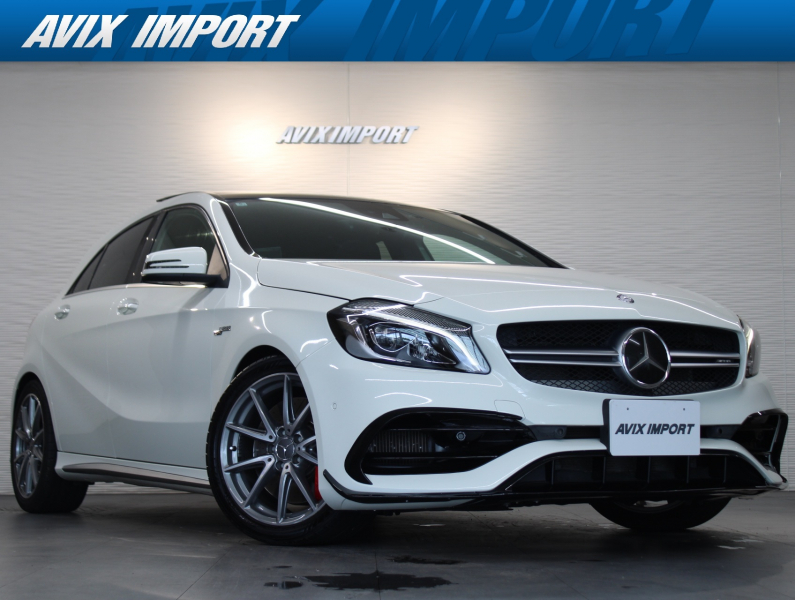 AMG Aクラス A45AMG 4M  後期型 黒革 ｼｰﾄﾋｰﾀｰ ﾊﾟﾉﾗﾐｯｸSR ﾚｰﾀﾞｰｾｰﾌﾃｨP LEDﾗｲﾄ 純正ﾅﾋﾞ 地ﾃﾞｼﾞ Bｶﾒﾗ PTS ｷｰﾚｽｺﾞｰ 純正18AW 禁煙