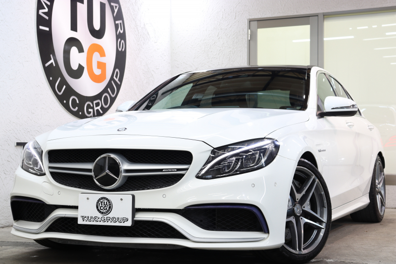 AMG Cクラス C63 ｴｸｽｸﾙｰｼﾌﾞ&ﾚｰﾀﾞｰｾｰﾌﾃｨPKG　ｷｰﾚｽｺﾞｰ 黒本革 ﾊﾟﾉﾗﾏSR ﾍｯﾄﾞｱｯﾌﾟD HDDﾅﾋﾞTV BT音楽 ﾌﾞﾙﾒｽﾀｰ ﾊﾞｯｸｶﾒﾗ PTS LEDﾗｲﾄ ﾊﾝｽﾞﾌﾘｰA AMG専用装備&ﾁｭｰﾆﾝｸﾞﾀﾞｲﾅﾐｯｸｾﾚｸﾄ　2年保証